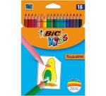Crayon couleur bic kids tropicolors 2 175mm mine résistante pigmentée large palette coloris vifs étui carton 18 unités