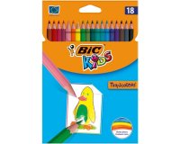 Crayon couleur bic kids tropicolors 2 175mm mine résistante pigmentée large palette coloris vifs étui carton 18 unités