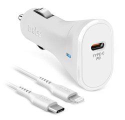 SBS Chargeur allume cigare Cable 20W lightning blanc