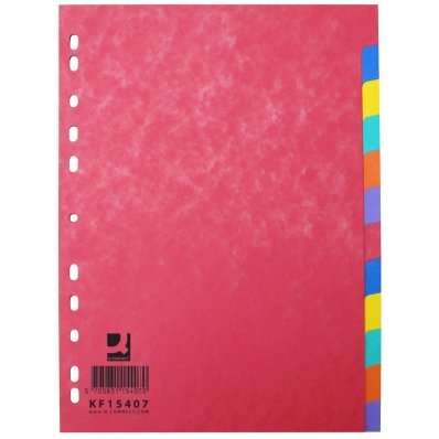 Intercalaire q-connect carte lustrée 225g 12 positions a4 210x297mm