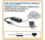 Tripp Lite U336-000-R USB 3.0 to Gigabit Ethernet NIC Network Adapter - 10/100/1000 Mbps, Black