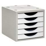 Module de classement archivo 2000 5 tiroirs coloris blanc  opaque 270x340x260mm
