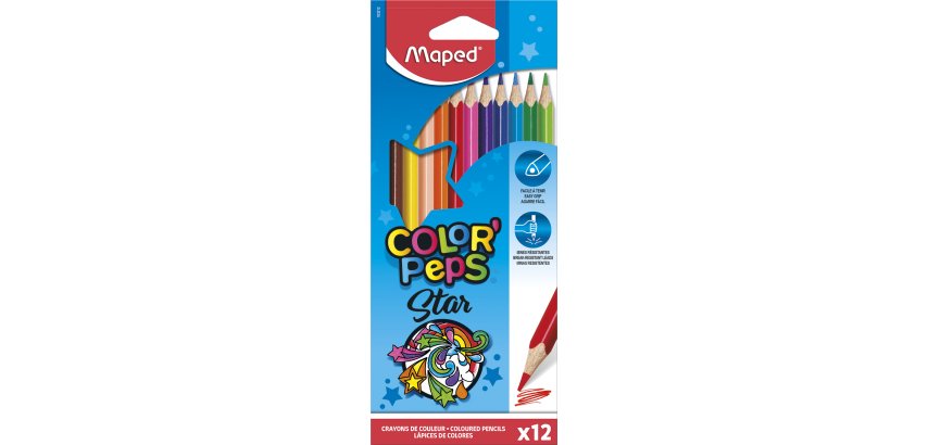 Crayon de couleur COLOR'PEPS Star, étui carton de 48