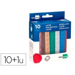 Cire cacheter liderpapel sceau inclus coloris assortis - boite de 10 batons de 12g