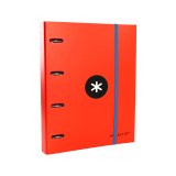 Classeur antartik 4 anneaux ronds 40mm a4 carton remborde feuillets mobiles quadrillage 5mm coloris rouge