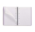 Notebook Eco Emotions, Carton recyclé, A4, quadrillage 5x5 mm, 80 feuilles de 1 couleur,  Miquelrius, Lavande.
