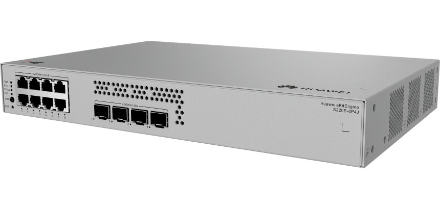 HUAWEI eKit S220S Series S220S-8P4J Géré L2 Gigabit Ethernet (10/100/1000) Connexion Ethernet, supportant l'alimentation via ce port (PoE) 1U Gris