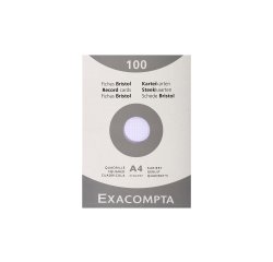 Fiche bristol 210 x 297 mm quadrillée 5 x 5 blanche non perforée Exacompta - Boîte de 100