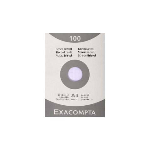 Fiche bristol 210 x 297 mm quadrillée 5 x 5 blanche non perforée Exacompta - Boîte de 100
