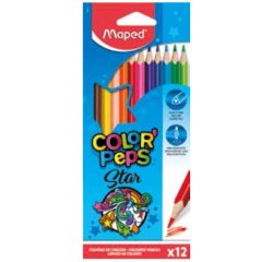 Crayon couleur maped color pep's triangulaire mine tendre résistante sans écharde coloris lumineux étui carton 12u
