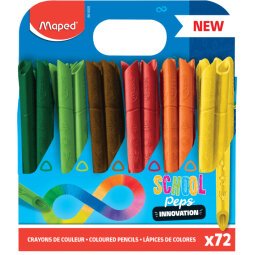 Schoolpack de 72 crayons de couleur INFINITY. Ne se taille pas. Corps creux et pointe biseautée