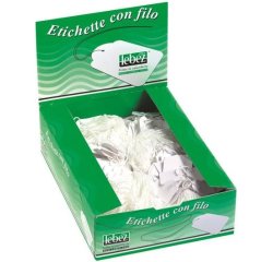 Etichette con filo A390 - 22 x 35 mm - bianco - Lebez - conf. 500 pezzi