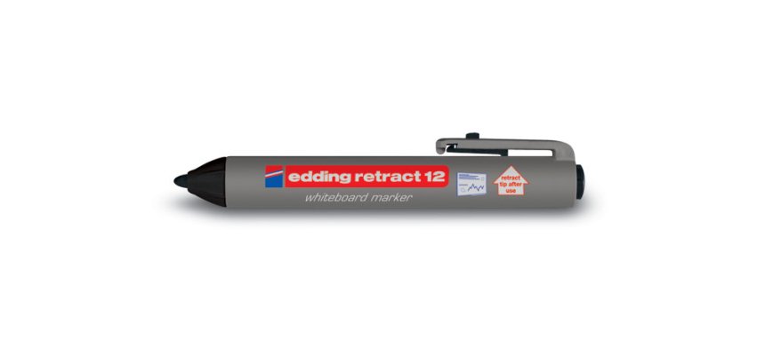 Marqueur edding e12 tableau blanc rétractable rechargeable pointe ogive 1.5/3mm effaçable à sec coloris noir