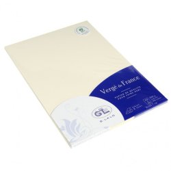 Etui de 50 feuilles 100g Vergé 21x29,7cm. Coloris Ivoire