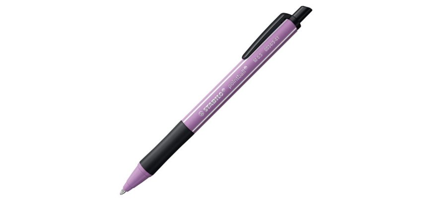 Stylo-bille stabilo pointball wild flowers 3200m d'ecriture trait 0,5mm retractable grip  antiderapant mauve glycine