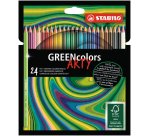 Crayon de couleur stabilo greencolors arty hexagonal    fin bois mine    solide 3mm etui carton 24