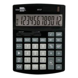 Calculatrice de bureau liderpapel xf27 12 chiffres   taxes solaire et piles        coloris noir 155x115x25 mm