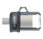 SanDisk Ultra Dual m3.0 lecteur USB flash 256 Go USB Type-A / Micro-USB 3.2 Gen 1 (3.1 Gen 1) Noir, Argent, Transparent