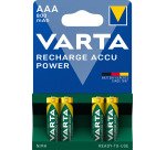 Varta Recharge Accu Power AAA 800 mAh Blister da 4 (Batteria NiMH Accu Precaricata, Micro, ricaricabile, pronta all'uso)