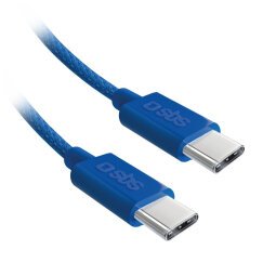 SBS Câble USB C - USB C PD 60W 1m50, bleu, tressé