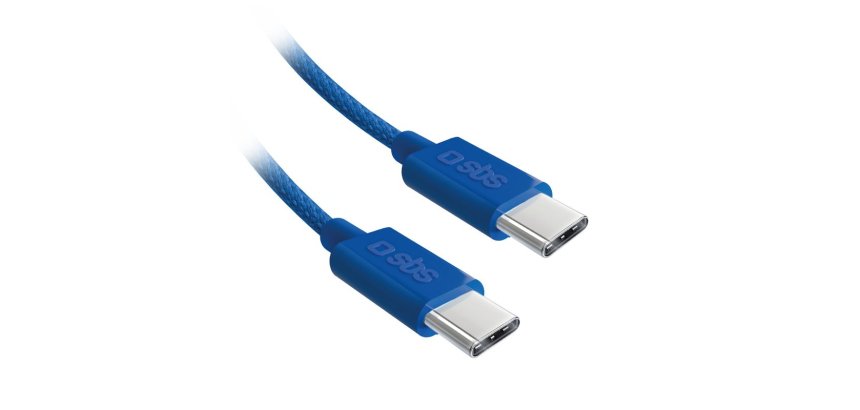 SBS Câble USB C - USB C PD 60W 1m50, bleu, tressé