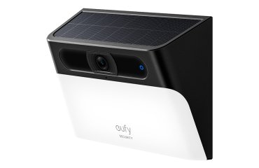 Eufy Cámara solar con luz de pared Security S120, cámara solar inalámbrica exterior, cámara 2K, energía inagotable, luz activada por movimiento, detección IA, IP65 impermeable, foco, sin cuota mensual