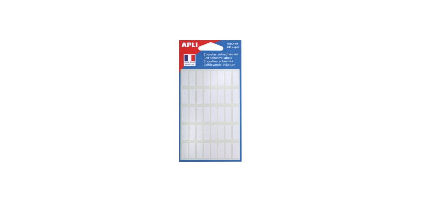 Etiquettes blanches 8 x 20 mm Apli pour écriture manuelle - Pochette de 280
