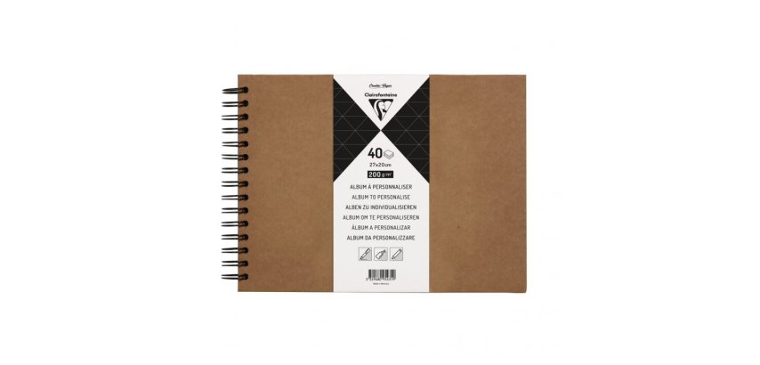 Album à personnaliser de 40 feuilles 200g/m2 au format 27x20cm - Kraft