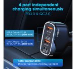 VEGER CC53-2A2C cargador de dispositivo móvil Ordenador portátil, Teléfono móvil, Netbook, Portátil, Smartphone, Universal Negro Encendedor de cigarrillos Carga rápida Exterior