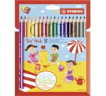 STABILO Matita colorata triangolare - Trio thick - Astuccio da 18 + temperino - Colori assortiti