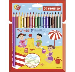 STABILO Matita colorata triangolare - Trio thick - Astuccio da 18 + temperino - Colori assortiti