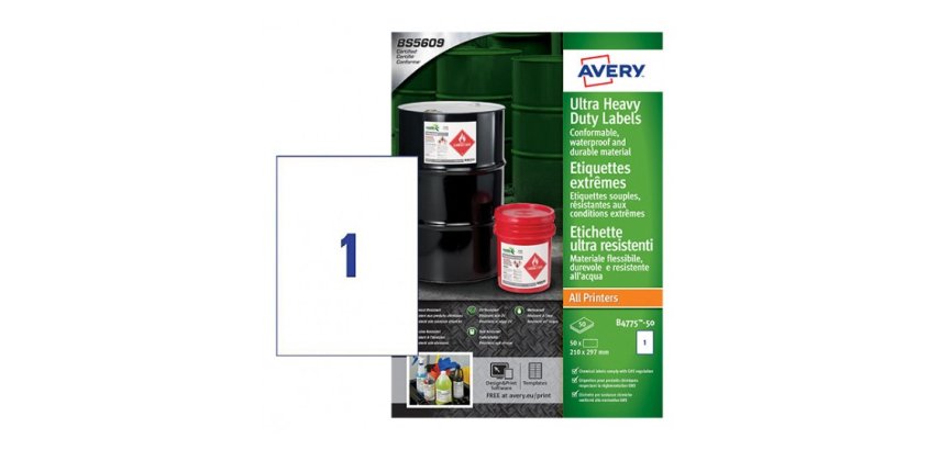 Avery B4775-50 self-adhesive label Rectangle Permanent White 50 pc(s)