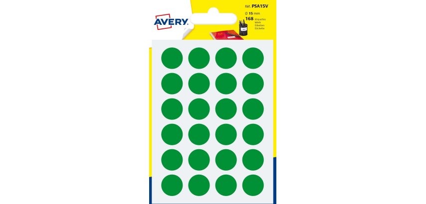 Avery PSA15V etichetta autoadesiva Cerchio Permanente Verde 168 pz