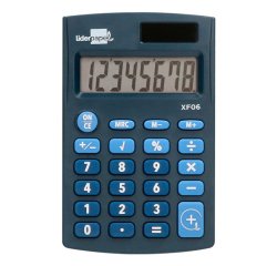 Calculadora liderpapel bolsillo xf06 8 digitos solar y pilas color azul 98x62x8 mm