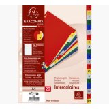 Intercalaires imprimés alphabétiques PP couleurs 12/100 AZ - A4 - Couleurs assorties
