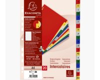 Intercalaires imprimés alphabétiques PP couleurs 12/100 AZ - A4 - Couleurs assorties