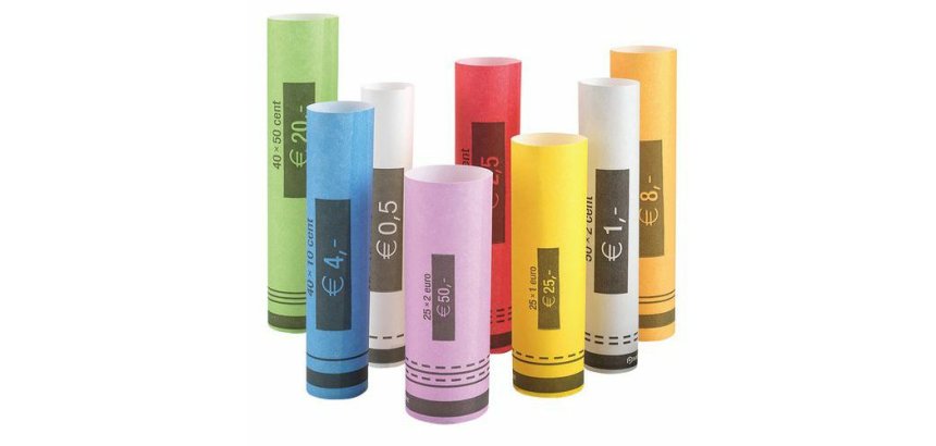 Rouleaux papier safescan pour pieces de 0,01 a 2¤ coloris   assortis lot 80 unites
