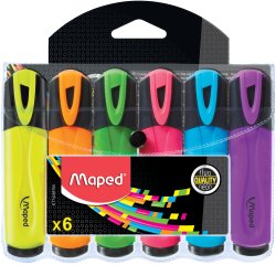 Surligneur maped fluo'peps fluorescent classic couleurs  assorties pochette de 6