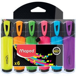 Surligneur maped fluo'peps fluorescent classic couleurs  assorties pochette de 6