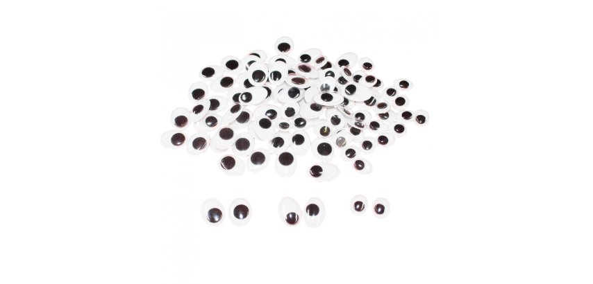 Yeux mobiles sodertex ovales sans cils noirs adhesifs 3    tailles 100 pieces