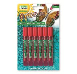 Lebez Blister 6 Tubetti Da 10,5Ml Colla Glitter Color Rosso
