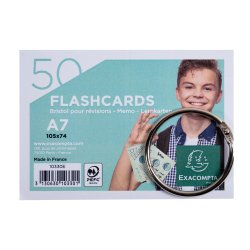 Sachet de 50 fiches BRISTOL FLASH OXFORD 2.0 perforé A7 lignées assortis