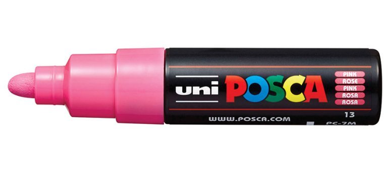 Marqueur peinture posca pc7m pointe large conique encre    inodore couvrante miscible    tous supports coloris rose