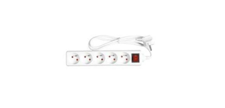 Bloc 5 prises wonday longueur 4 m avec interrupteur blanc