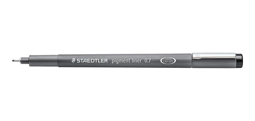 Stylo-feutre staedtler pigment liner technique trait 0.7mm encre noire infalsifiable pointe calibrée baguée métal