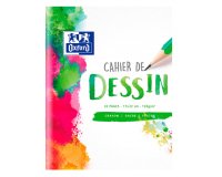 Cahier Oxford dessin 17x22cm réglure unie blanche 32 pages agrafées couverture carte colorée