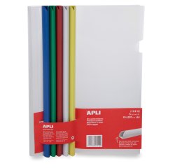 Kit reliure apli agipa polypropylène 30f bord incurvé 10x297mm sachet 5 baguettes couleur+5 couvertures transparentes