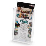 Porte-brochures transparent à dos plat vertical - 1/3 A4 L11,2 x H16,5 x P4,3 cm