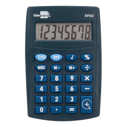 Calculatrice de poche liderpapel xf02 8 chiffres    avec pile 99x64x9 mm coloris  bleu