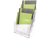 Porte-brochures, A4 portrait, 4 compartiments